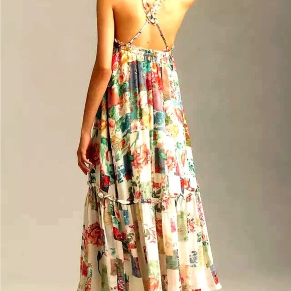 Anthropologie Patchwork Floral Midi Dress - Picture 2 of 8